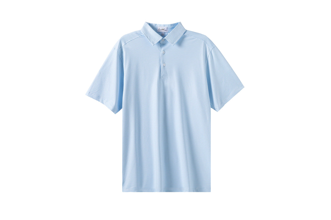 Micro Light Blue Stripes Polo