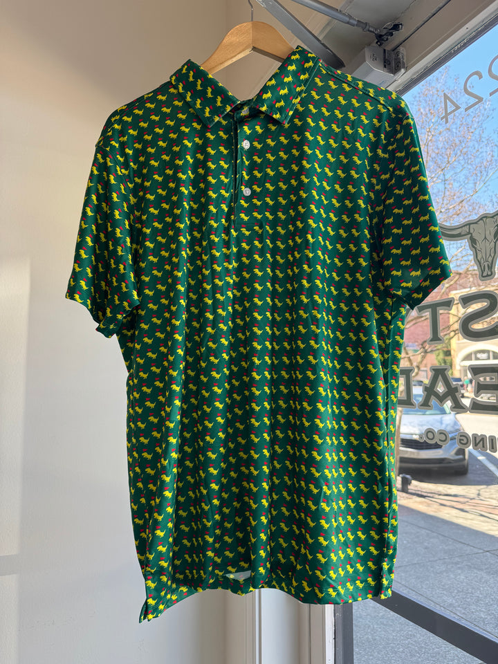 Green & Yellow T-rex Performance Polo