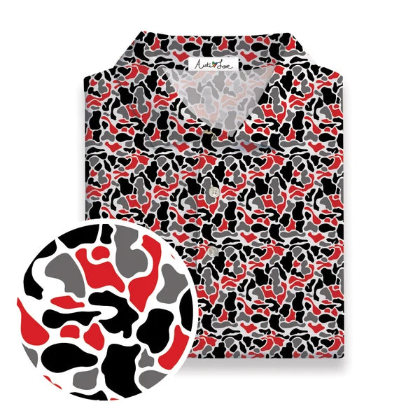Youth Red, Black & Gray Camo Polo