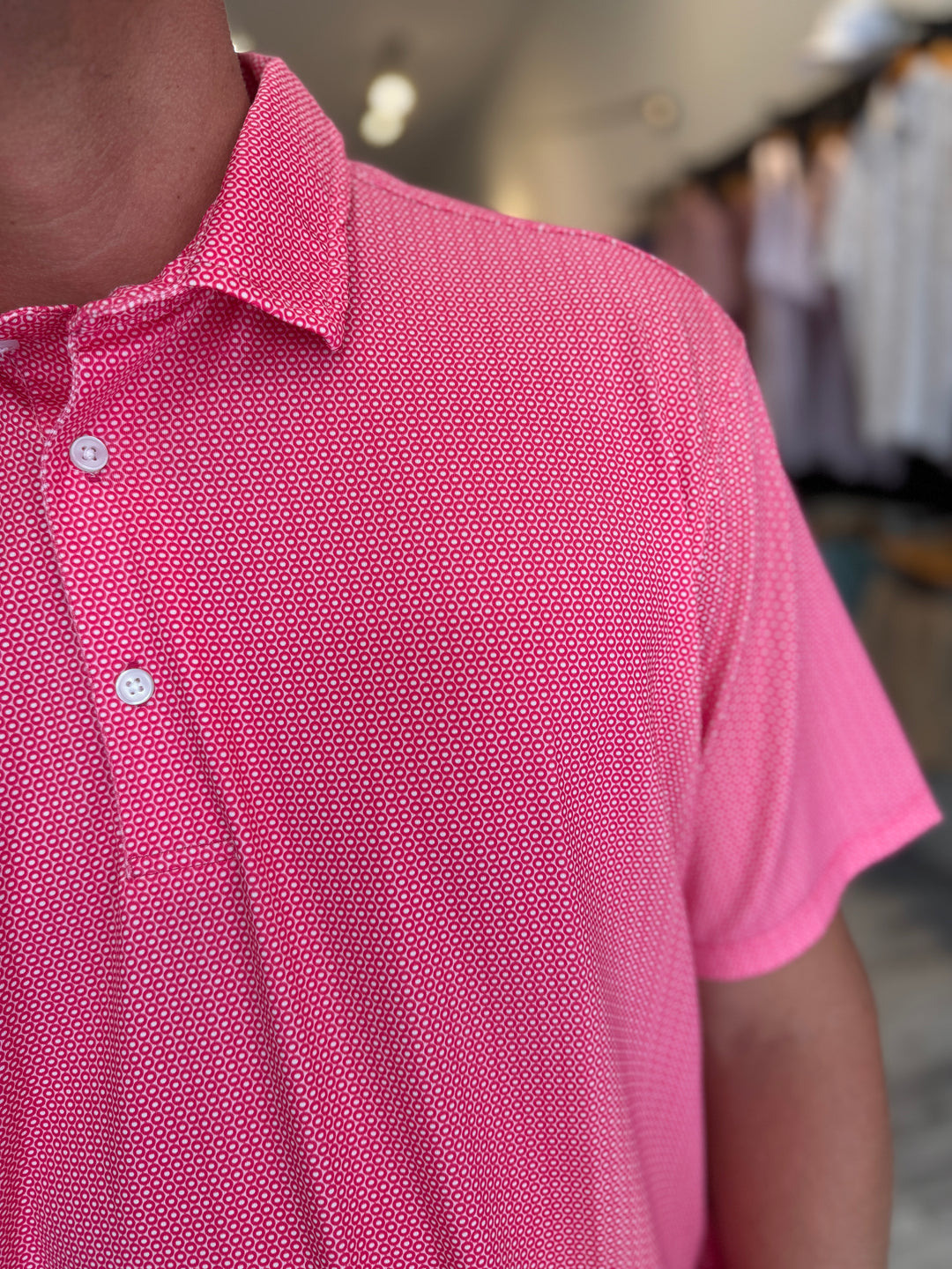 Bright Pink/White Circle Polo