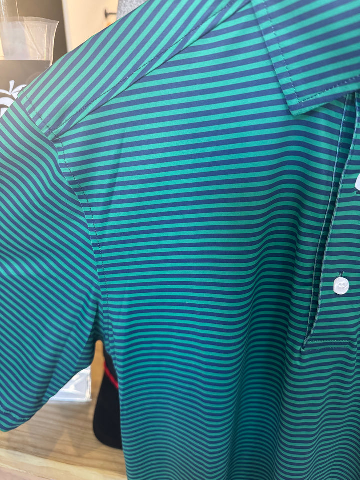 Navy & Green Stripe Polo
